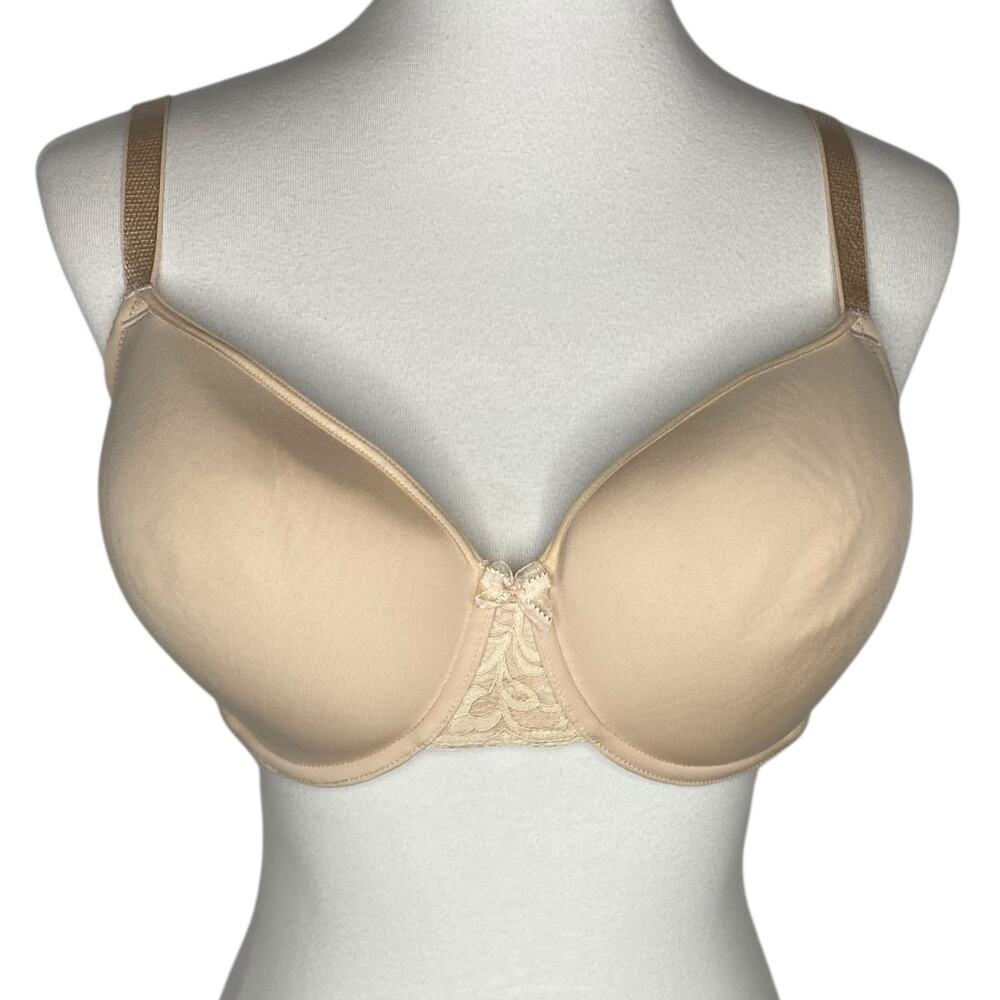 Wacoal All Dressed Up T-Shirt Bra Beige Lace Underwire Padded #853166 Size 36DDD